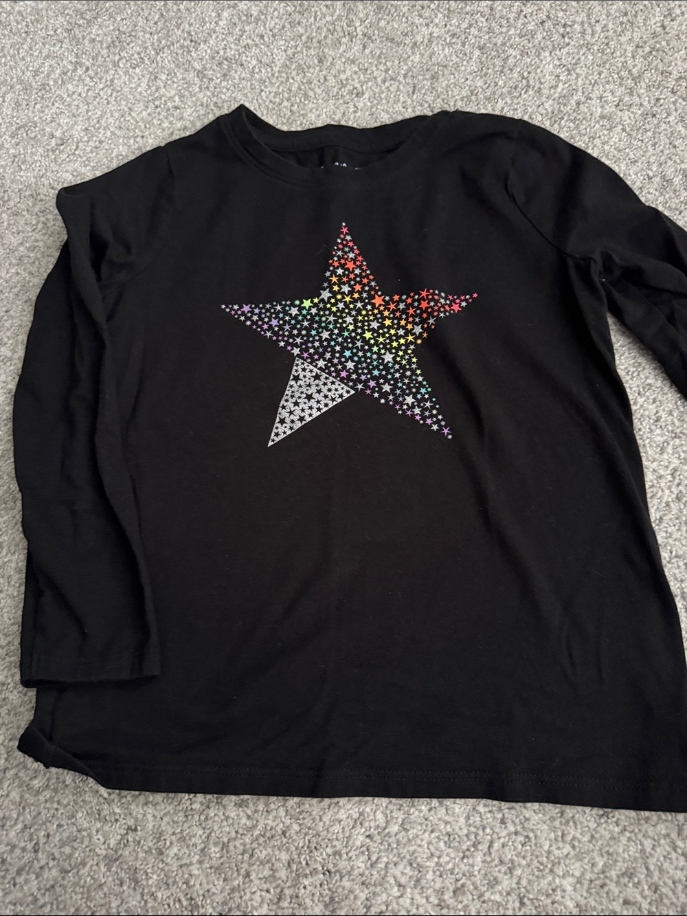 Cat & Jack Black Long-Sleeve Tee with Multicolor Star